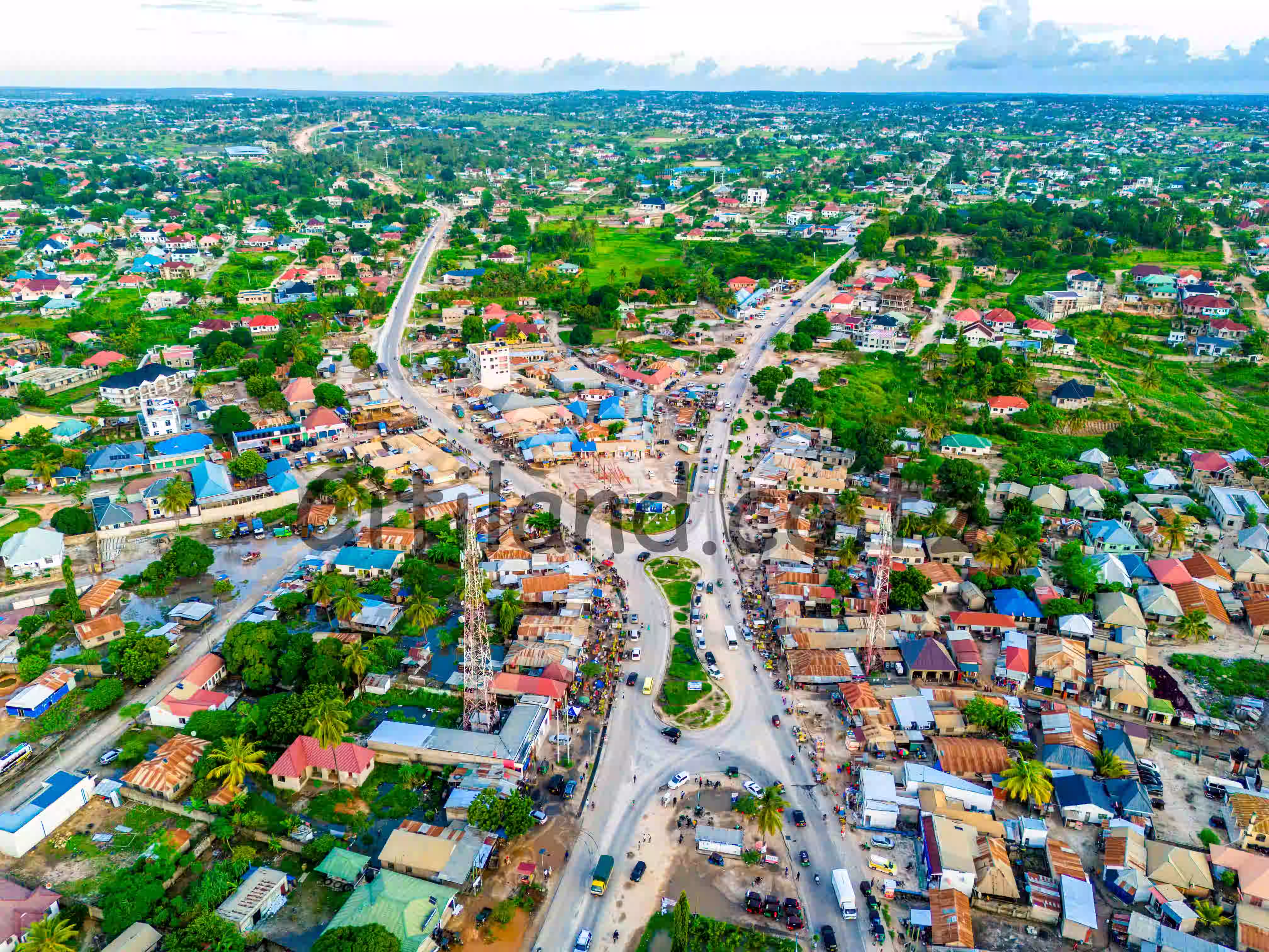 Commercial district with shopping centers